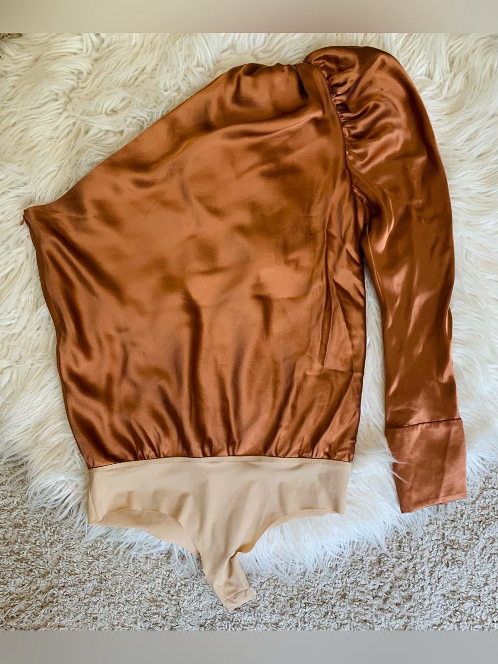 ALIX NYC Silk Dakota One Sleeve Bodysuit Top Copper Size Medium